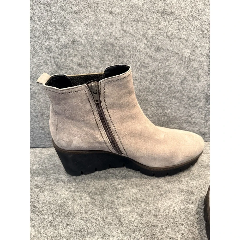 Gabor Womens Tan Suede Side Zip Wedge Ankle Boots‎ Booties sz US 9.5